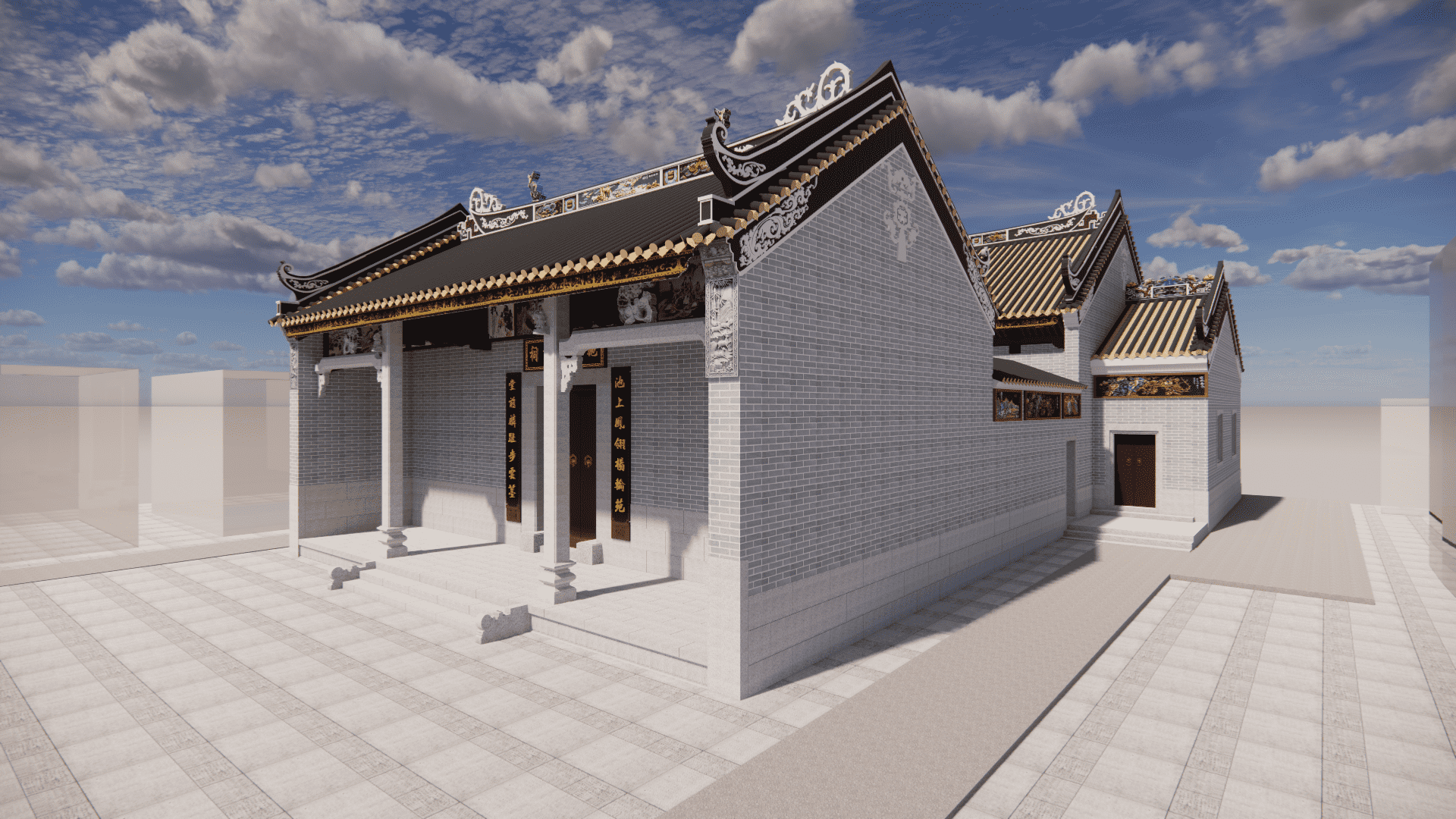 中式岭南祠堂建筑SU模型下载素材ID0102080014 - 由甫网-由甫网