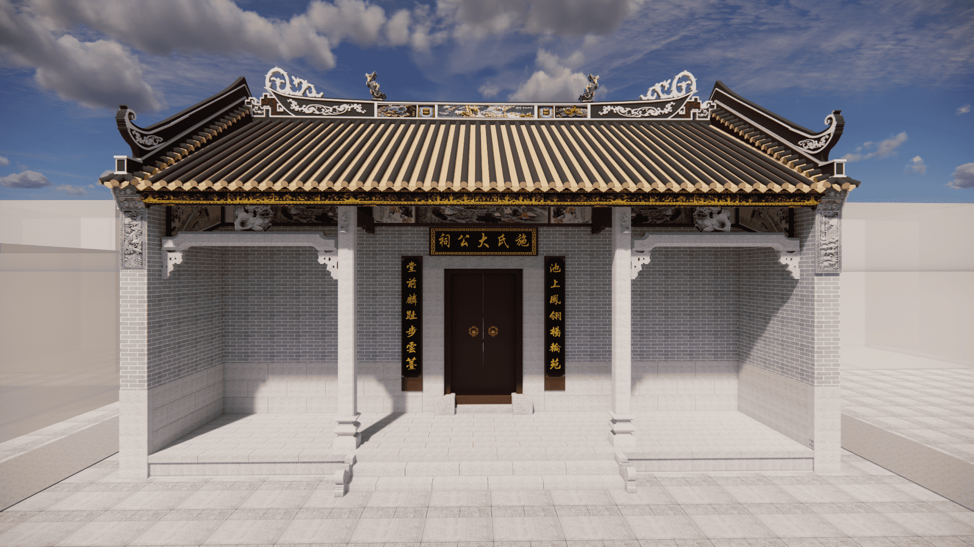 图片[2]-中式岭南祠堂建筑SU模型下载素材ID0102080014 - 由甫网-由甫网