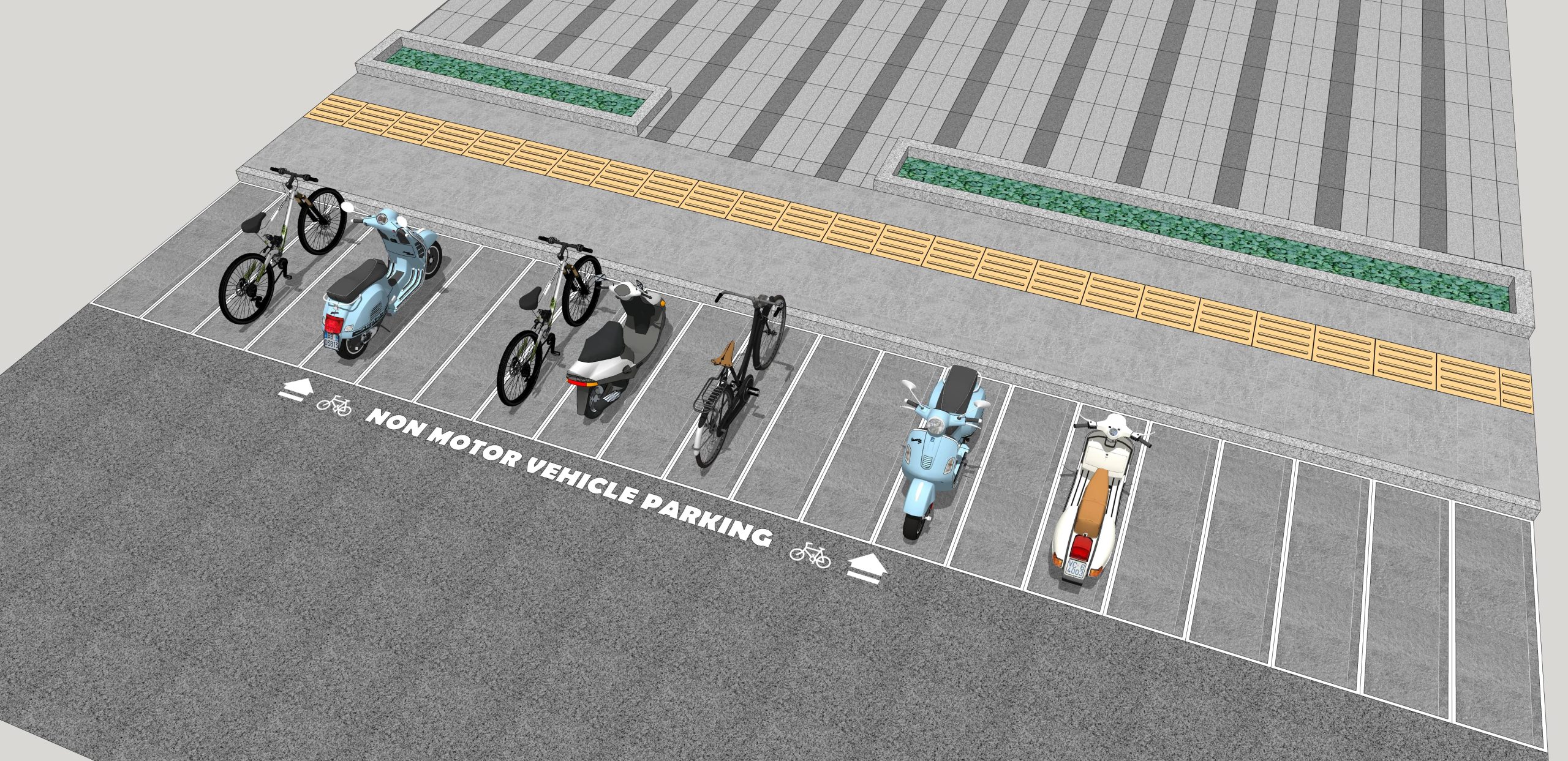 自行车非机动车停车处停车位户外现代电动车非机动车草图大师SU模型下载-由甫网