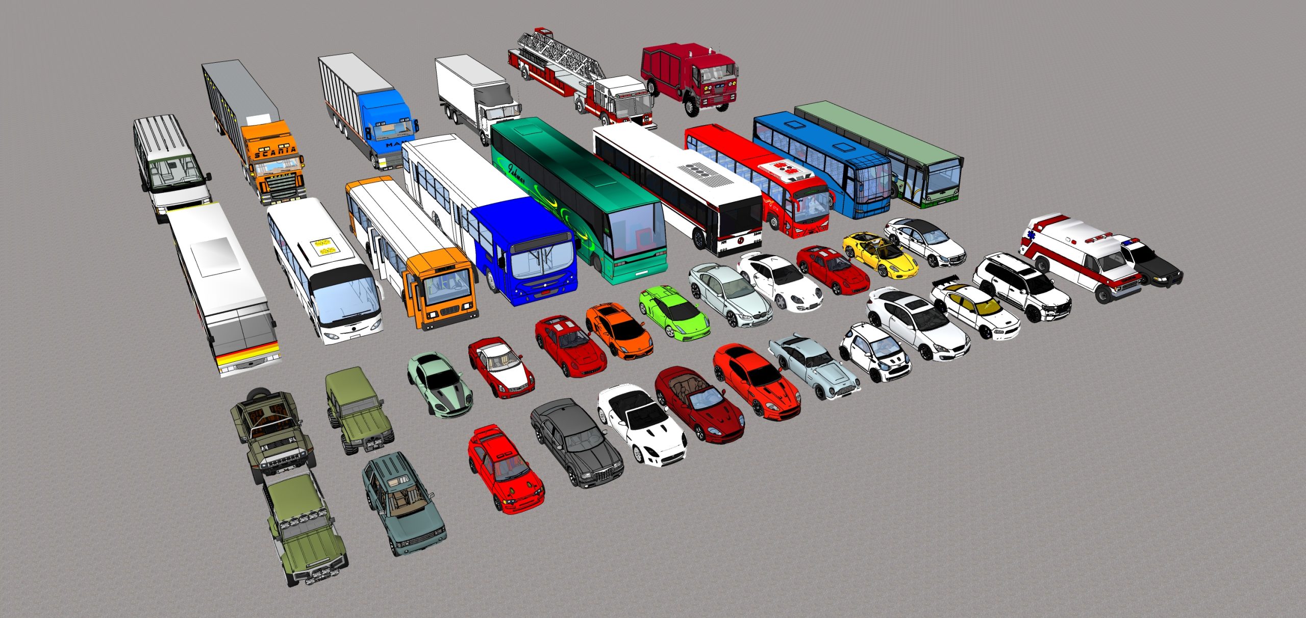 现代风格汽车大巴小车草图大师SU模型-由甫网