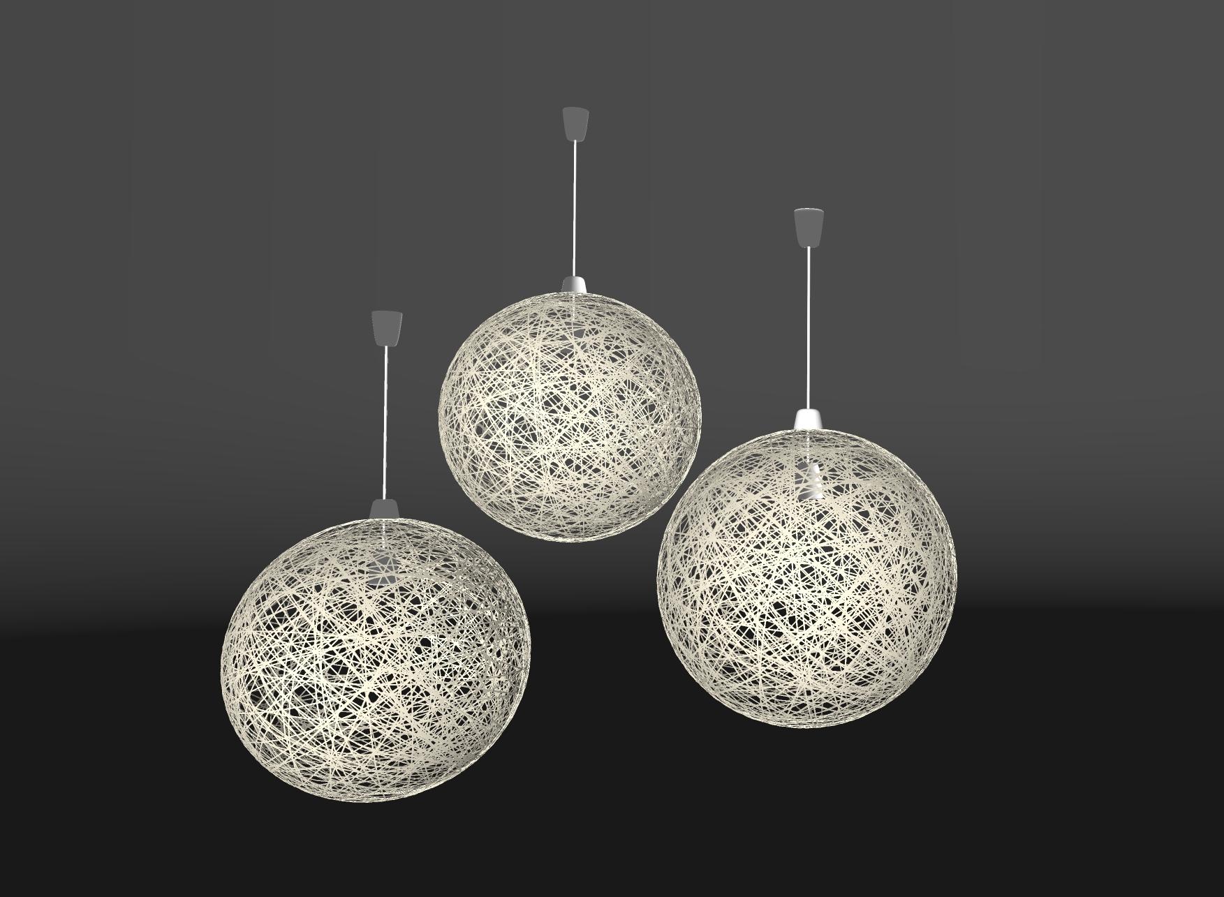 现代编织球形吊灯家装工装特色灯具小型圆形半圆形草图大师SU模型-由甫网