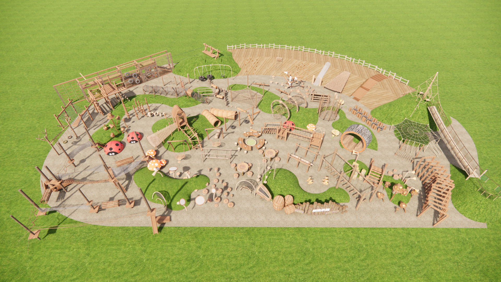 儿童木制器材组合_儿童生态乐园_野趣游乐园_儿童户外扩展器材_攀爬草图大师SU模型-由甫网