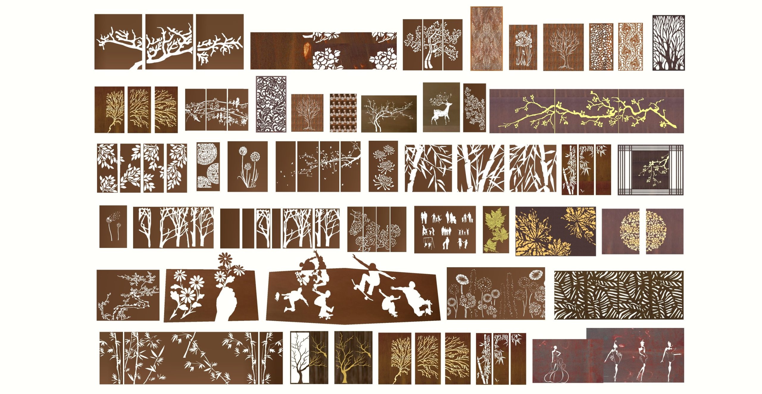 现代镂空景墙 景墙围墙 锈板 穿孔板 镂空板 隔断板 冲孔板 庭院景墙-由甫网