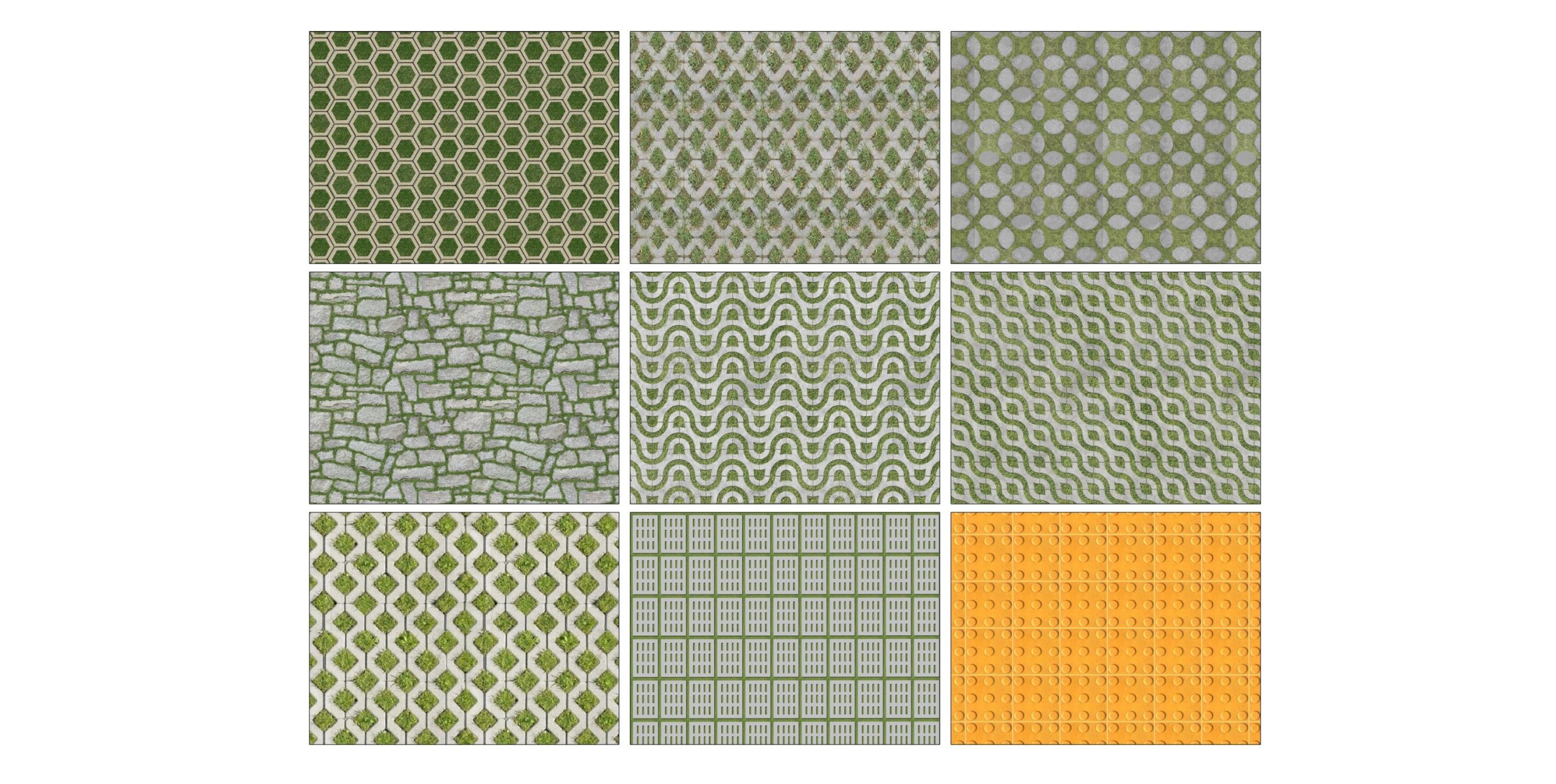 现代其他铺装_植草砖铺装_停车位铺装-由甫网