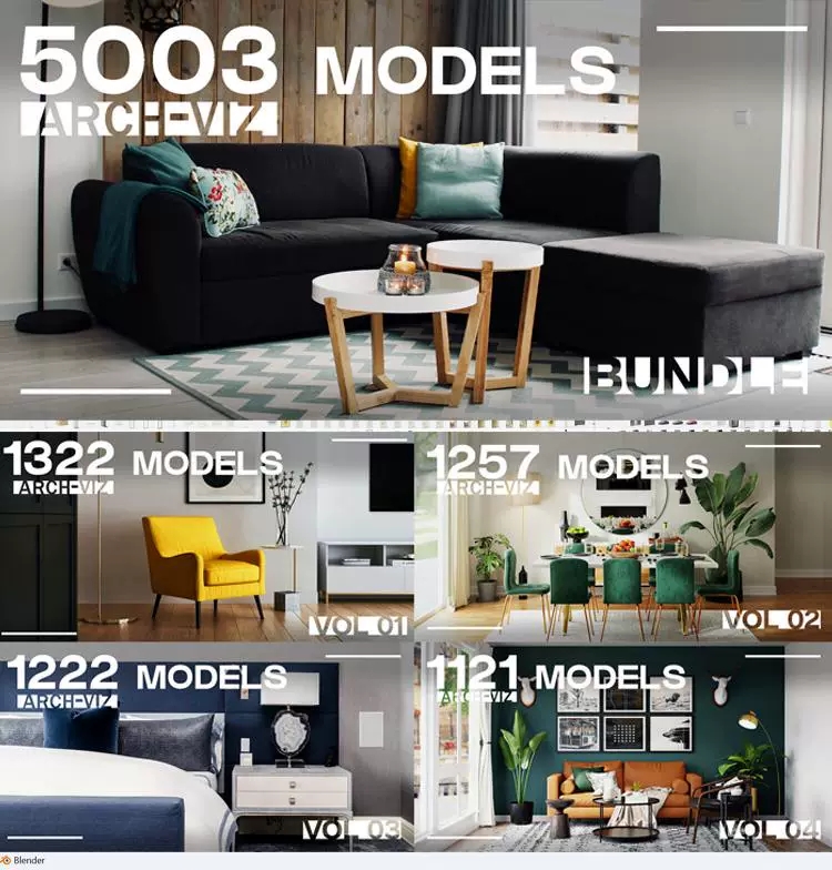 图片[2]-9000+blender家具室内家居用品床沙发桌椅壁画资产预设库模型合集 - 由甫网-由甫网