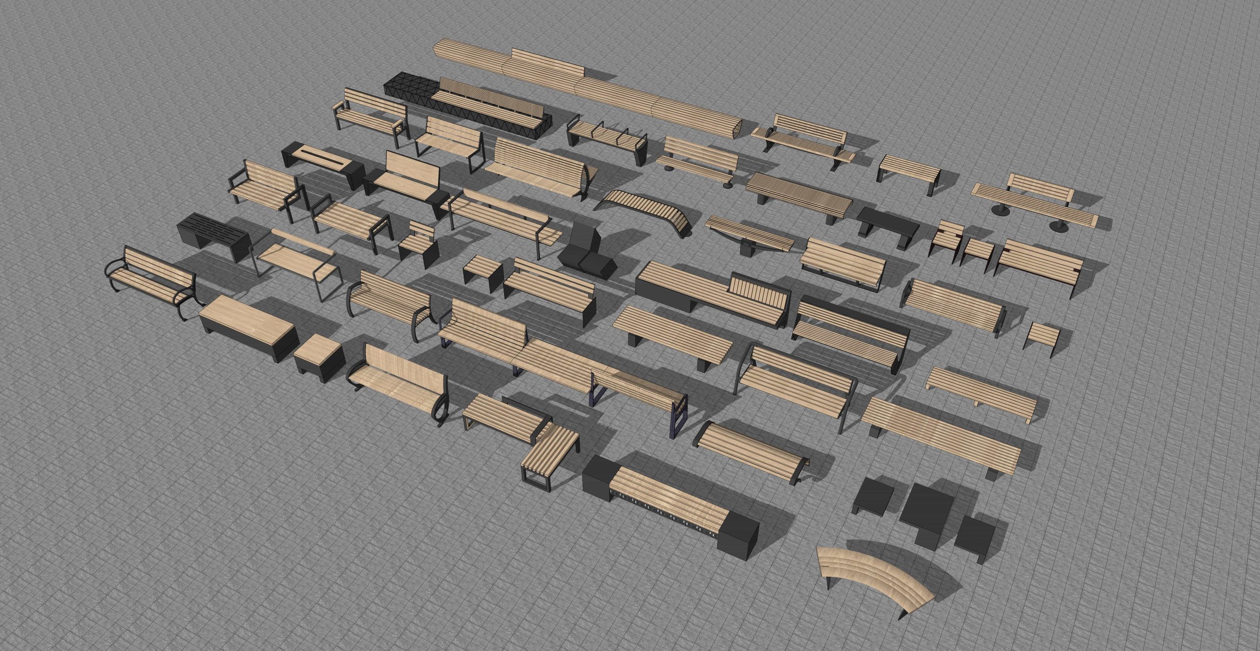 现代景观座椅_公共座椅_户外座椅_小区座椅_景区座椅_条型座椅-由甫网