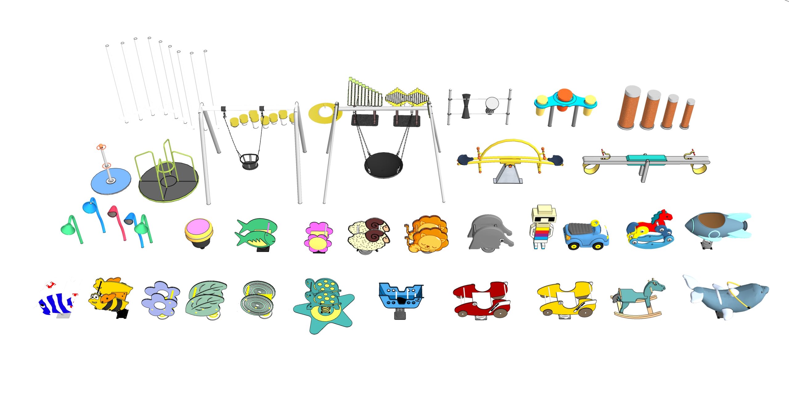儿童器材组合 儿童活动场地器材 摇摇椅 秋千 跷跷板-由甫网