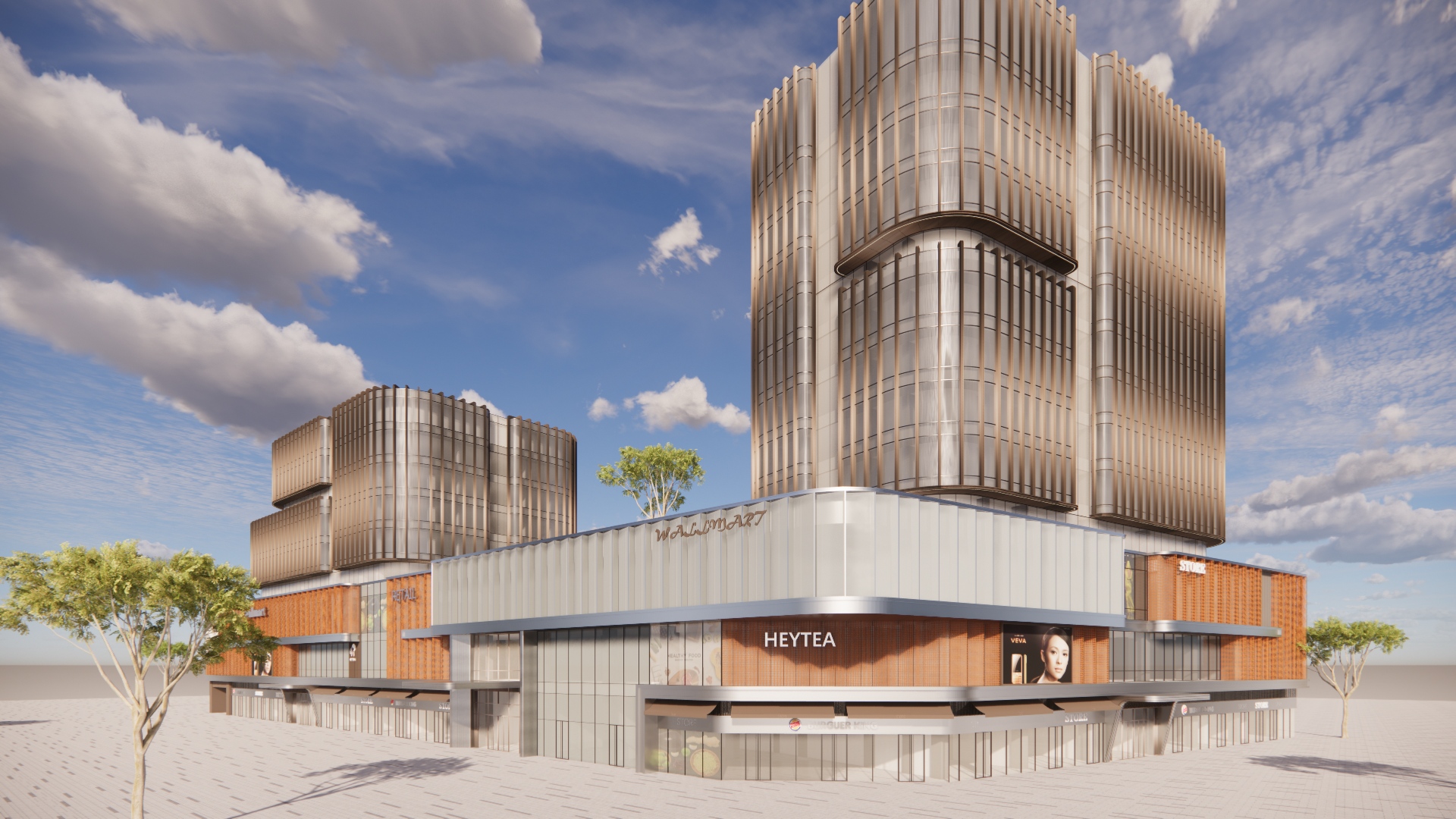 现代商场建筑_商业裙楼_商业多层_公寓-由甫网