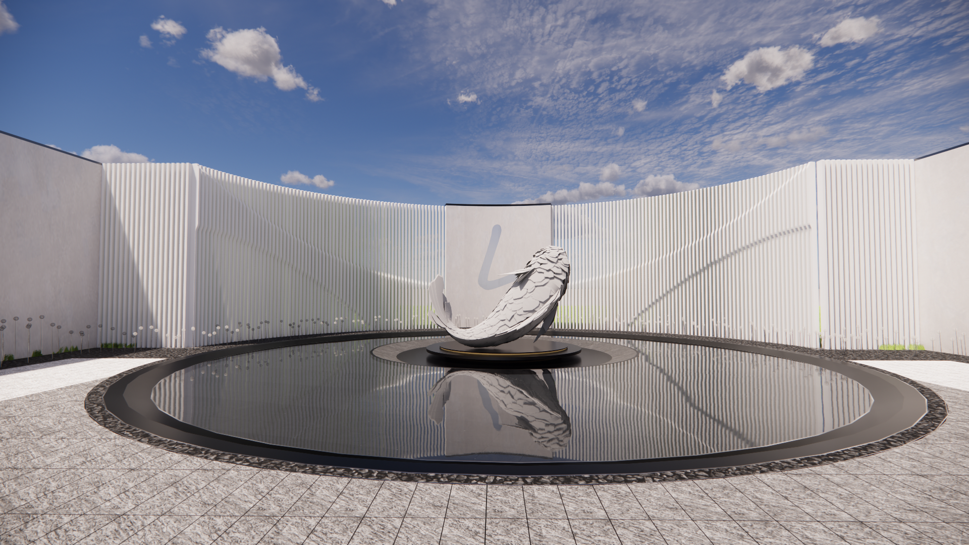 现代雕塑小品_示范区住宅入口水景_商业广场抽象锦鲤景墙_异形金属鱼摆件SU模型-由甫网