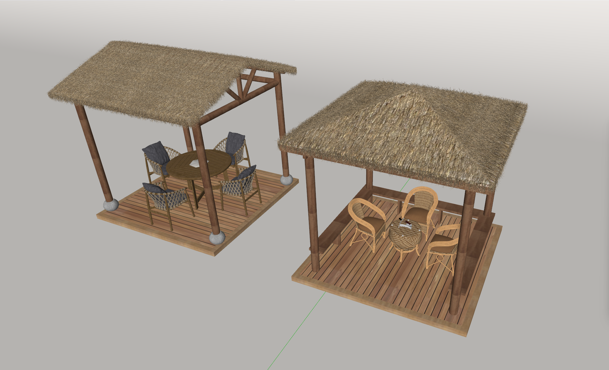 现代亭子 现代亭子 凉亭 亭子 茅草亭SU模型-由甫网