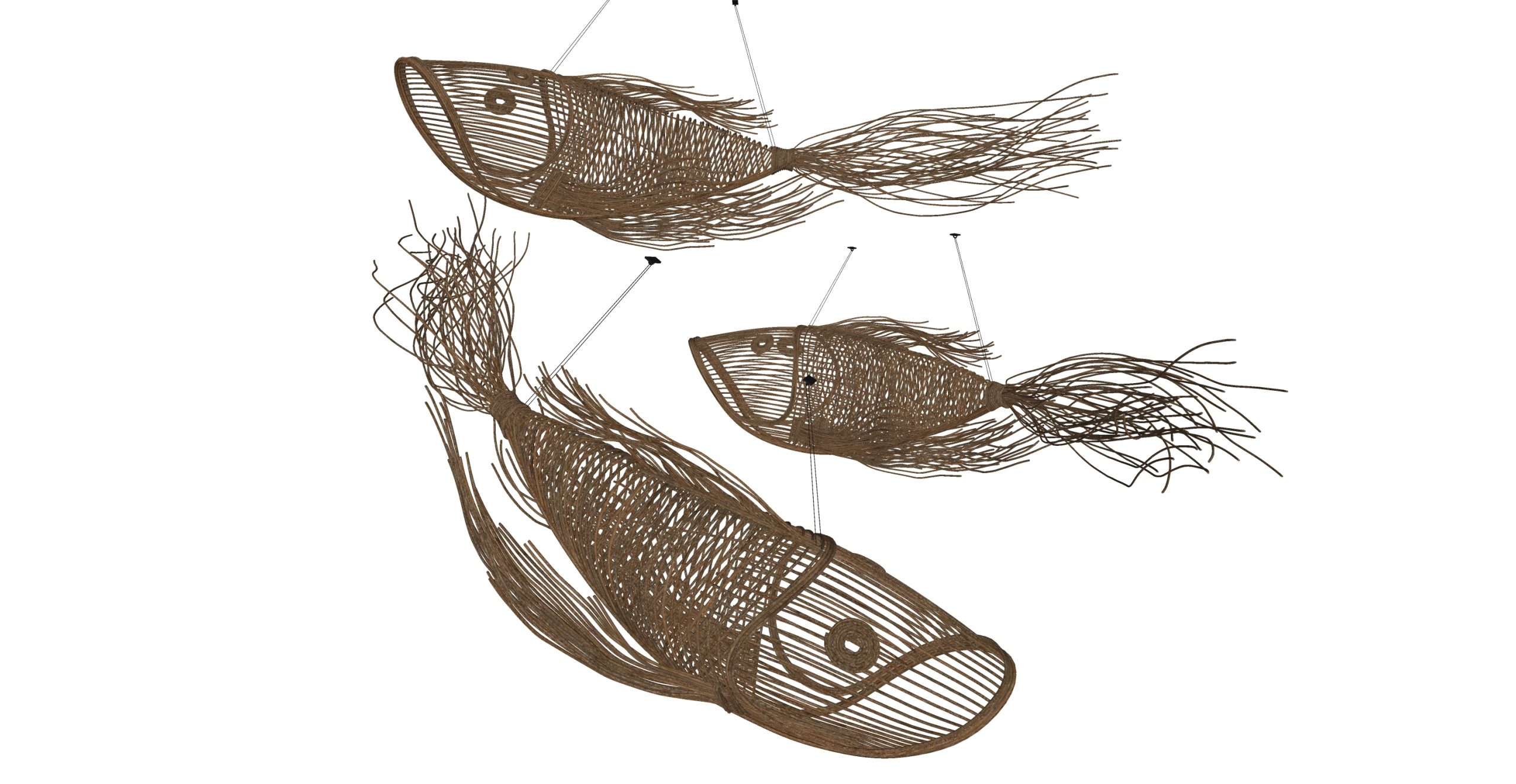 新中式艺术装置_新中式藤编吊饰_藤编鱼_艺术装饰-由甫网