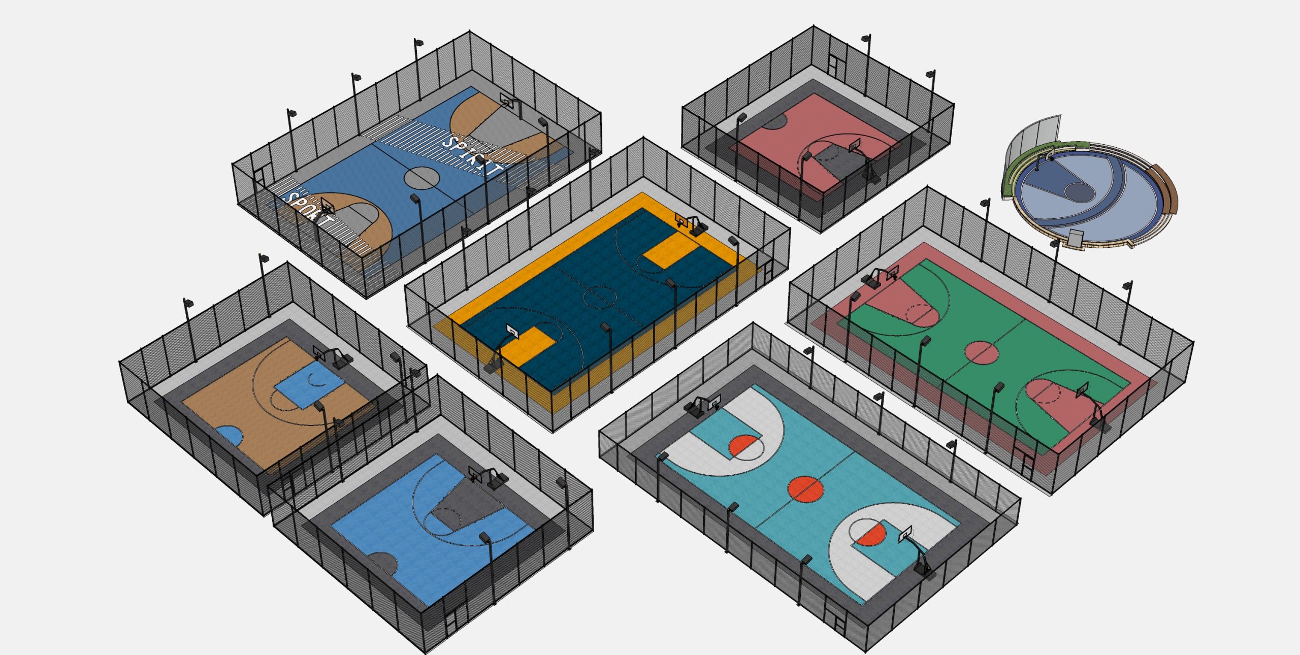 现代篮球场_现代篮球场_篮球场_室内篮球场_户外篮球场-由甫网