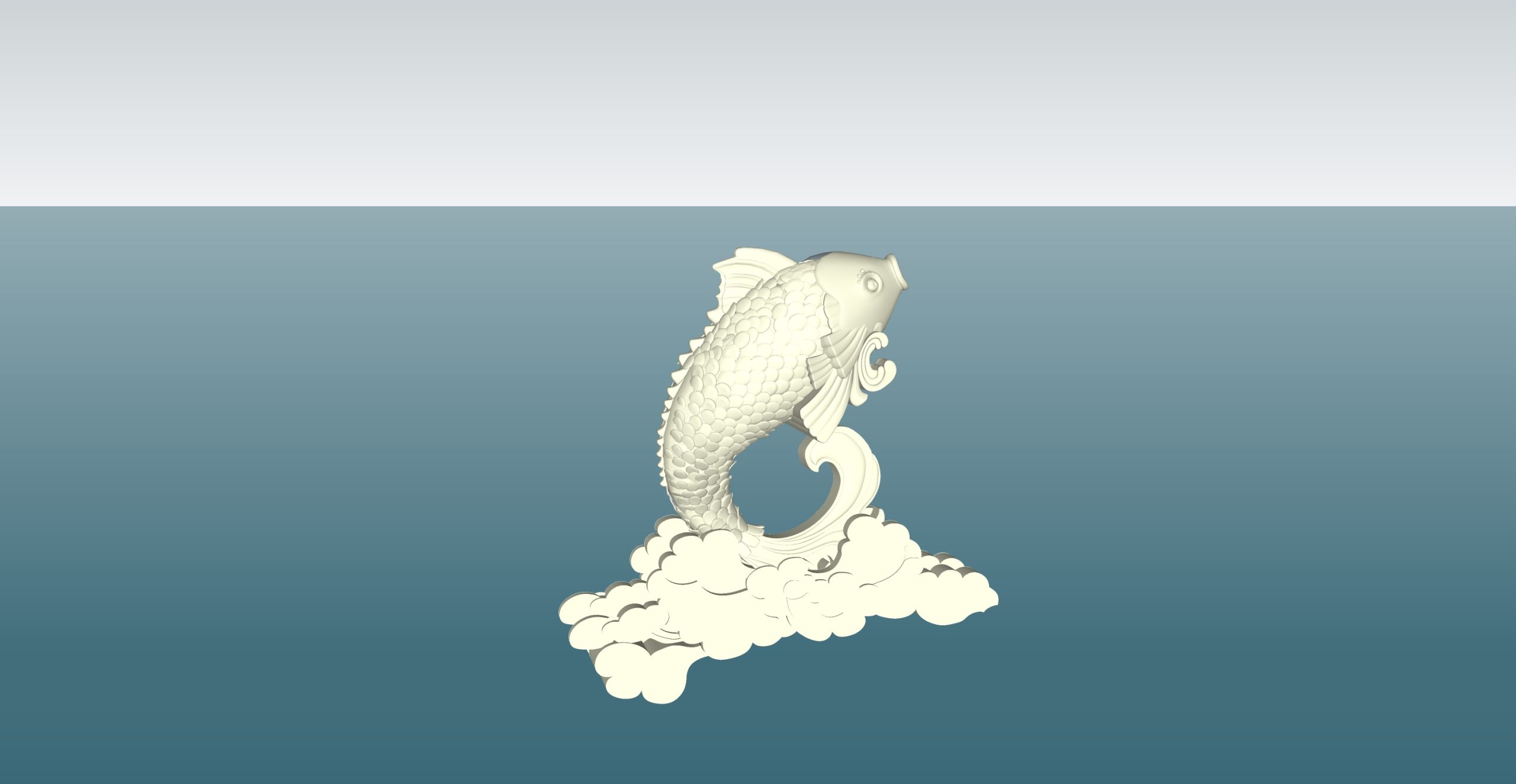 现代雕塑小品_鲤鱼戏水-由甫网