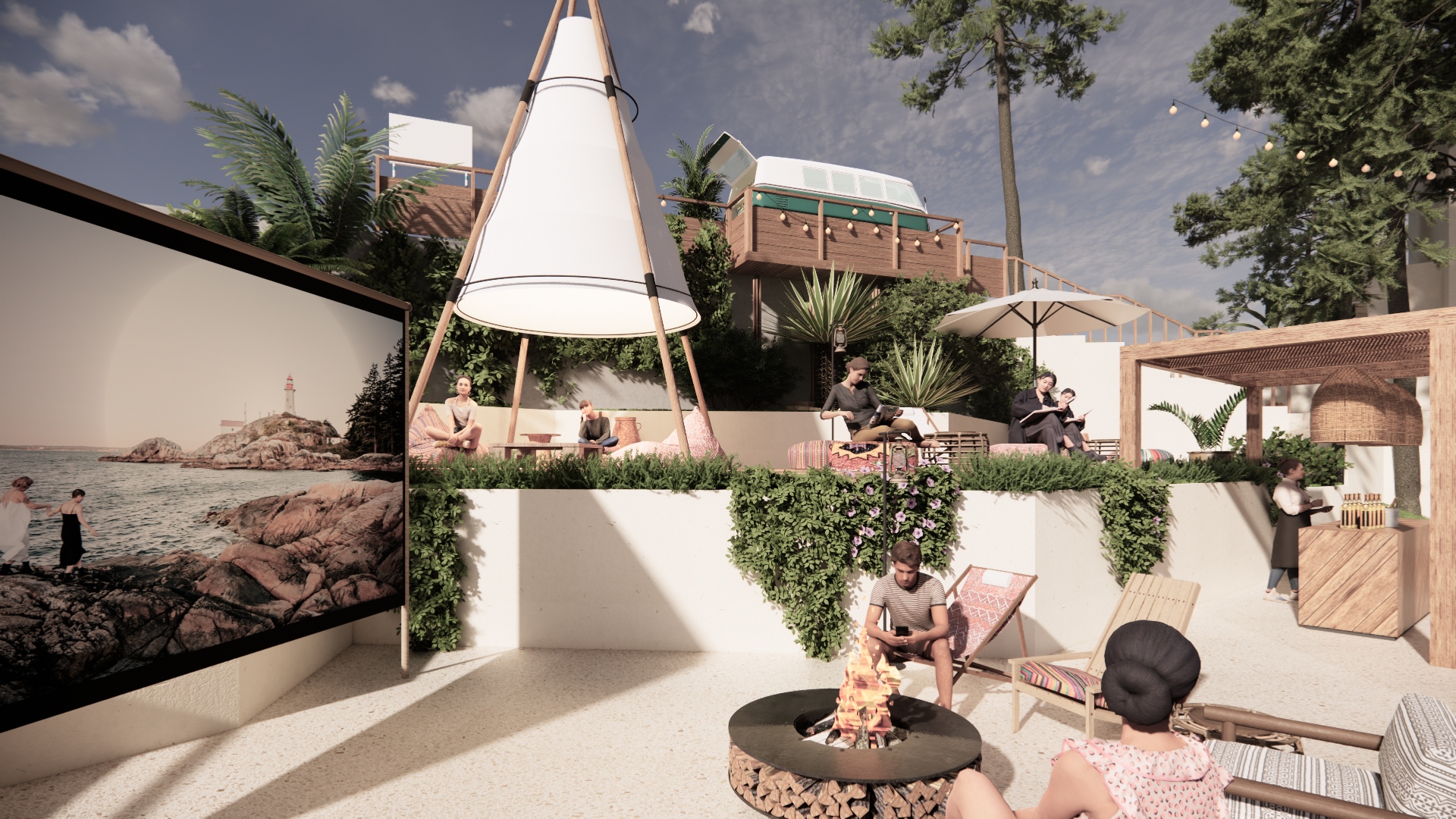 东南亚咖啡厅_户外营地_帐篷_野餐烧烤SU模型-由甫网