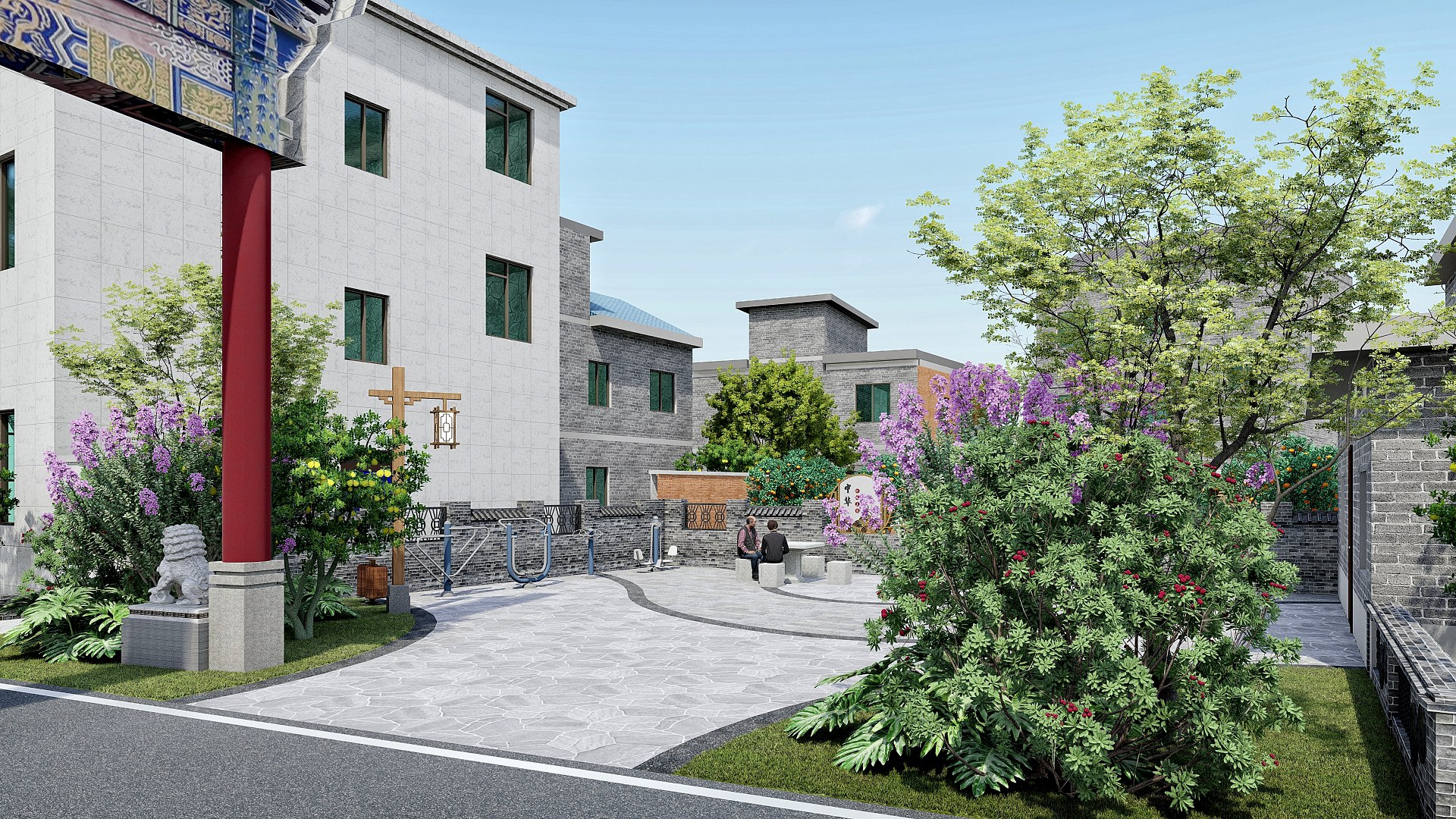 图片[1]-新中式广场景观_乡村广场景观_乡村节点广场_乡村休闲空间_乡村改造SU模型 - 由甫网-由甫网