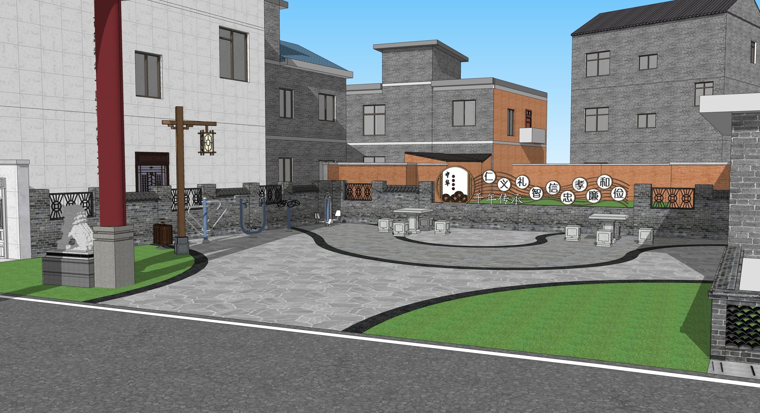 图片[2]-新中式广场景观_乡村广场景观_乡村节点广场_乡村休闲空间_乡村改造SU模型 - 由甫网-由甫网