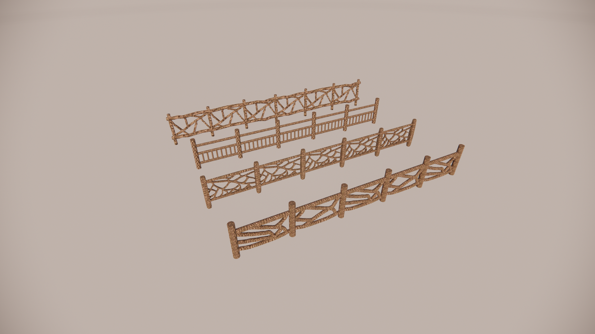 中式仿木栏杆SU模型-由甫网