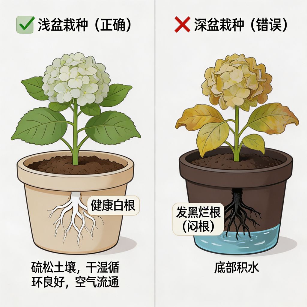 绣球花适合用浅盆还是深盆？-由甫网