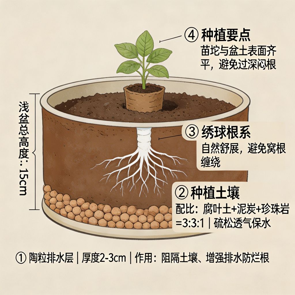 绣球花适合用浅盆还是深盆？-由甫网